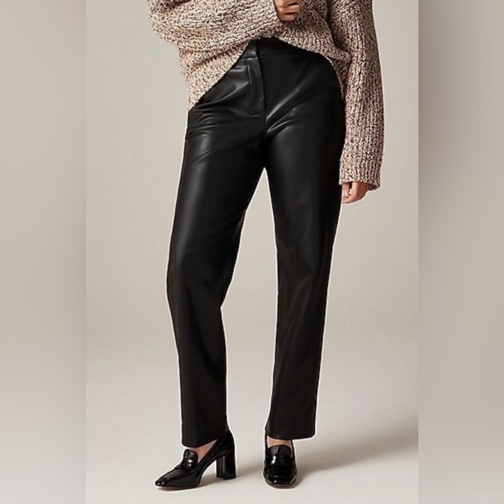J Crew Factory Black Faux Leather Trousers